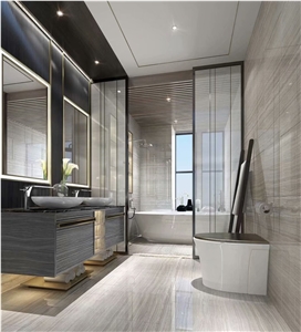 Athens Serpeggiante Wooden White Grain Marble Countertops